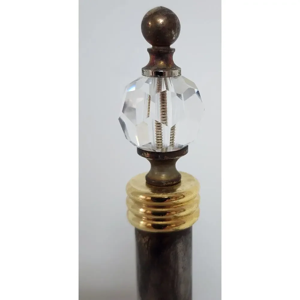 Vintage Brass Hourglass Timer on Stand – 3‑Min Promo Piece, Crystal Finial